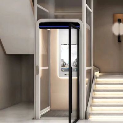 304# Baja tahan karat Rumah Hydraulic Lift Baja tahan karat Kerangka Kabin Dengan Pintu Otomatis