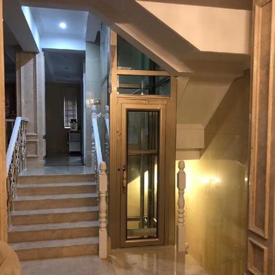 Silinder Besar Pengendalian Mikroprosesor Perumahan Lift Hydraulic Rumah Sightseeing Kabin Untuk Pribadi