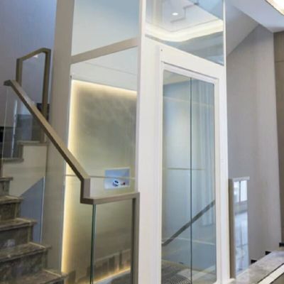 Elevator Kabin Alloy Aluminium Single Phase Dengan Silinder Besar Panjang 2,9 Meter Dan Pintu Otomatis
