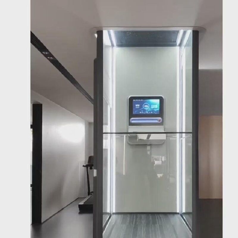400 kg otomatis sekrup-driven lift dengan fitur keamanan untuk indoor 2 Stop Cabin persegi kaca