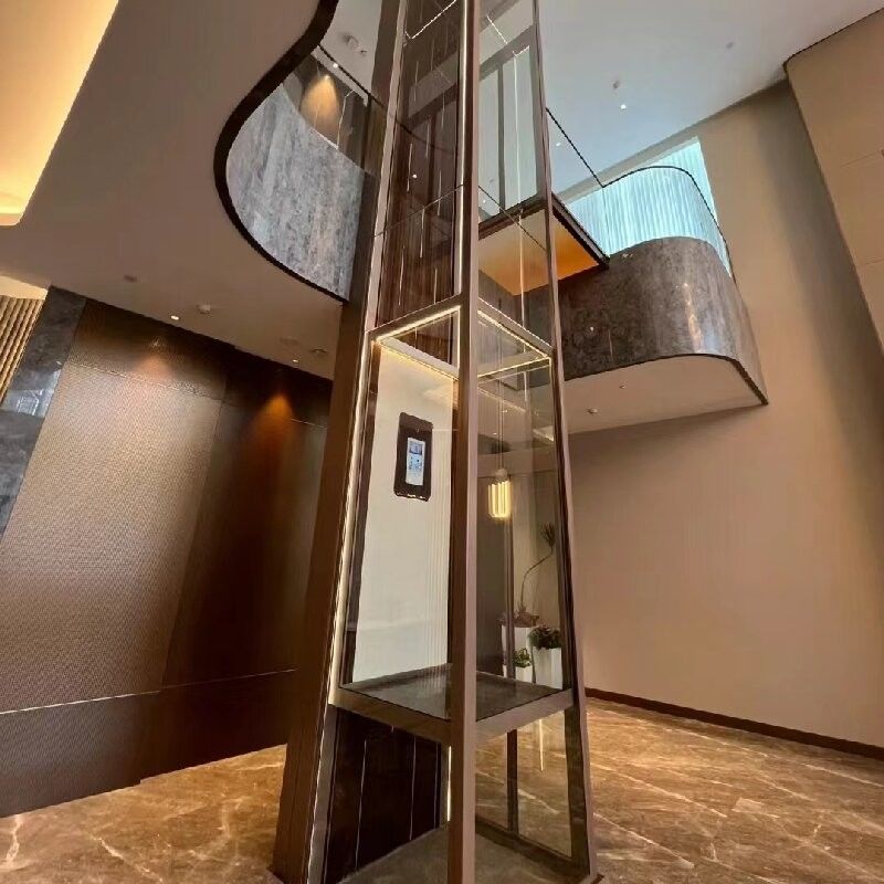 Aluminium Alloy 304# Ss Kabin Lift Rumah Lift Hidraulik Mikroprosesor Dikendalikan