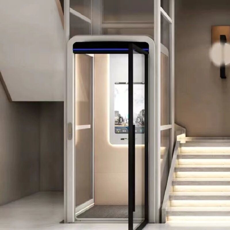 304# Baja tahan karat Rumah Hydraulic Lift Baja tahan karat Kerangka Kabin Dengan Pintu Otomatis