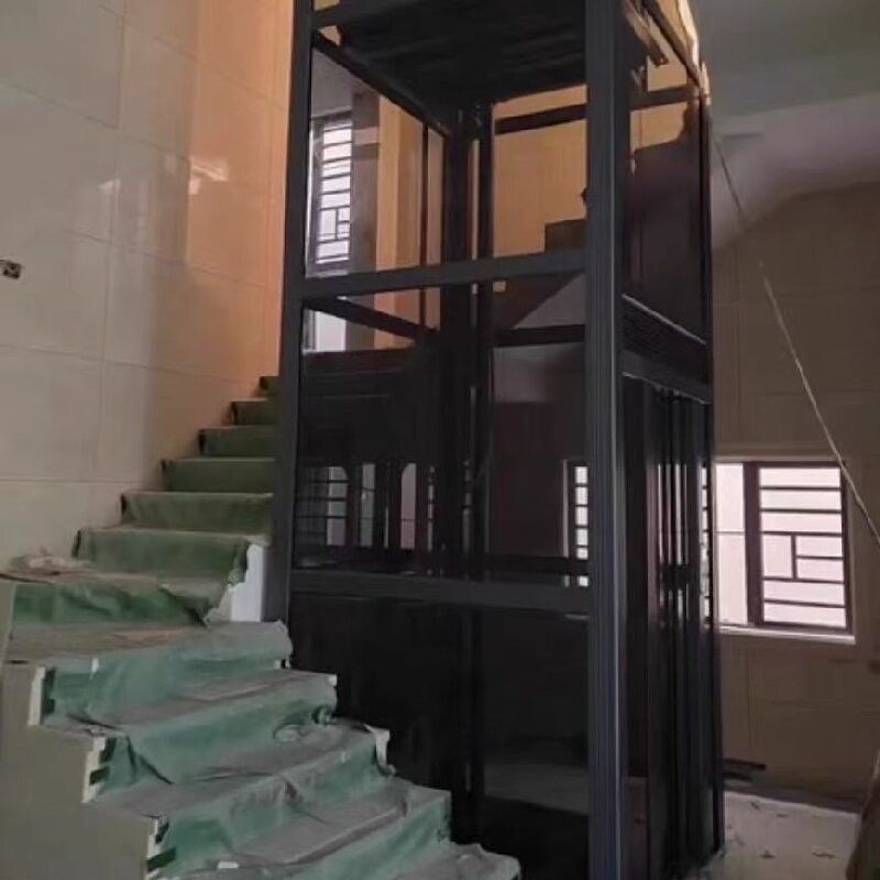 Kabin stainless steel yang elegan Kompak Lift rumah hidrolik dengan 5 pemberhentian dan 14,5 M maksimum tinggi