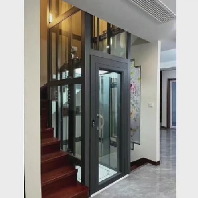 Industrial Feeling Traction Home Elevator Tanpa Ruang Mesin 400kg Kabin yang Disesuaikan
